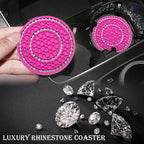 2PCS Bling Crystal Rhinestone Cup Holder Coaster, 2.75 inch Soft Silicone Anti-Slip Shockproof, Car Cup Holder Insert Coasters, Universal Car Interior Accessories for Women (Rose Red & White)