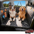Dog Car Seat Cover for Back Seat, 450lb Hardbottom Dog Hammock,Waterproof & Anti-Scratch Backseat Protector for 1-4 Large/Medium Dogs, Seat Extender for SUV Medium Truck, Size-L, Black+Orange