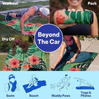 2 Pack Car Seat Towel Covers, Sweat-Proof Microfiber Seat Protectors for Gym, Running, Beach & Workout, Breathable Quick-Dry, Machine Washable, Green Tropical Floral Print, Universal Fit