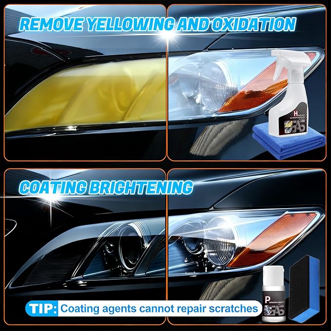 【2Pack】Headlight Restoration Kit, Advanced Car Headlight Restoration Kit