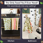 crae. Double Sided Microfiber Hand Towels, 17x27 Inches Waffle Design Kitchen Towels Set, Durable & Soft Fast Drying Hand Wash Cloth and Dishcloth for Everyday Use at Home (Pat & Tricky- Green/Cream)