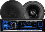 638BCK Car Stereo Package – Single Din, Bluetooth, No CD DVD Player, AM/FM Radio Receiver, USB, 6.5 Inch 2 Way Full Range Speakers