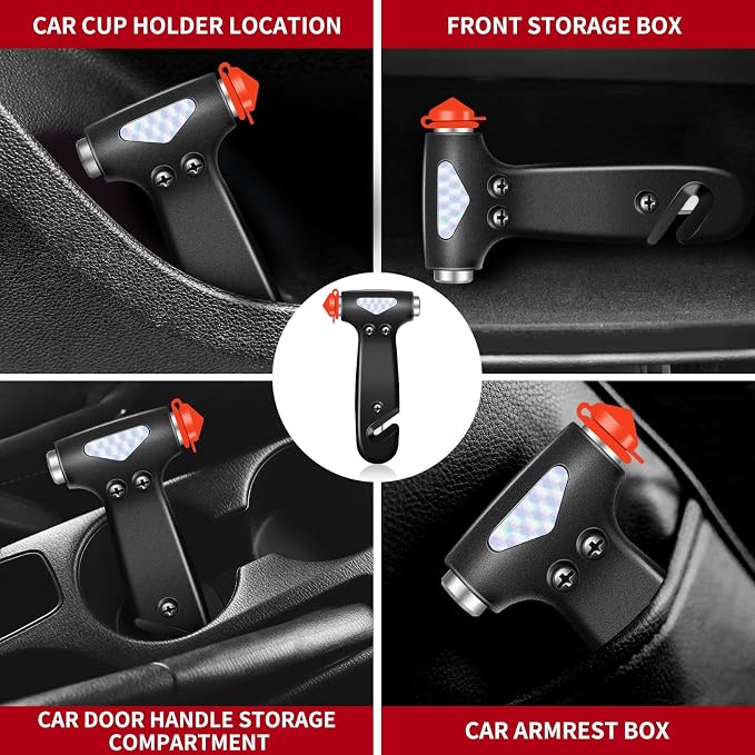 Gadgets Inside the Car Emergency Kit, Seat Belt Cutter and Window Breaker, Roadside Emergency Car Kit, Car Supplies for Women in Emergencies, Tool to Break Car Window and Cut Seat Belt, Black