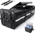 Trunk Organizer - 3-Compartment Car Organizer and Storage with Cooler Bag, Foldable Car Storage Organizer for SUV with Handles & Strap for Shopping, Picnic, 37.0" x 14.6" x 12.0", Black
