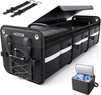 Trunk Organizer - 3-Compartment Car Organizer and Storage with Cooler Bag, Foldable Car Storage Organizer for SUV with Handles & Strap for Shopping, Picnic, 37.0" x 14.6" x 12.0", Black