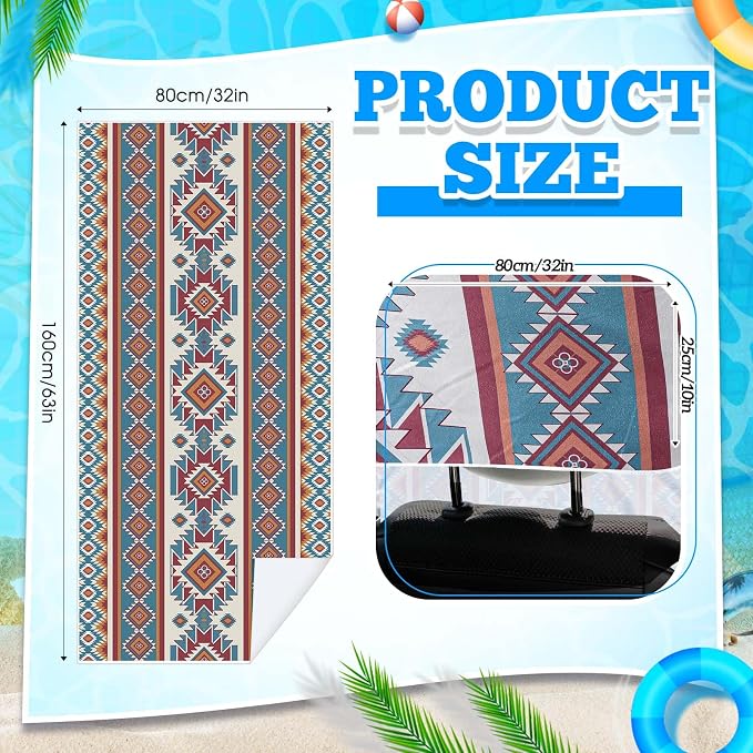 Car Seat Towel Covers with Storage Bag, 63 x 32 Inch Universal Non Slip Waterproof Sweat Protector for Car Truck, Gym Swimming Running, Machine Washable(2 Pack,Tuscon Aztec)