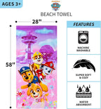 Kids Super Soft Cotton Bath/Pool/Beach Towel, 58 in x 28 in, Paw Patrol Girls