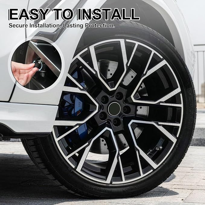 4 Pack Handmade Crystal Rhinestone Car Tire Valve Stem Caps, Wheel Valve, Attractive Dustproof Bling Accessories, Universal for Cars, Trucks and Motorcycles-Black