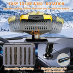 Car Heater,12V Portable Heater for Vehicle,2 in 1 Heating & Cooling Defroster for Car Windshield,Car Heater That Plugs Into Cigarette LighterWindow Defroster for Car,SUV,RV (Yellow)