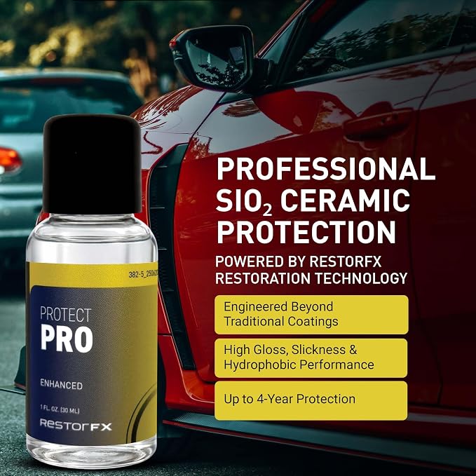 Protect Pro Ceramic Coating for Cars – Professional SiO2 Paint Protection – Up to 4 Years Durability, High Gloss, Scratch Resistance and Hydrophobic Water Beading