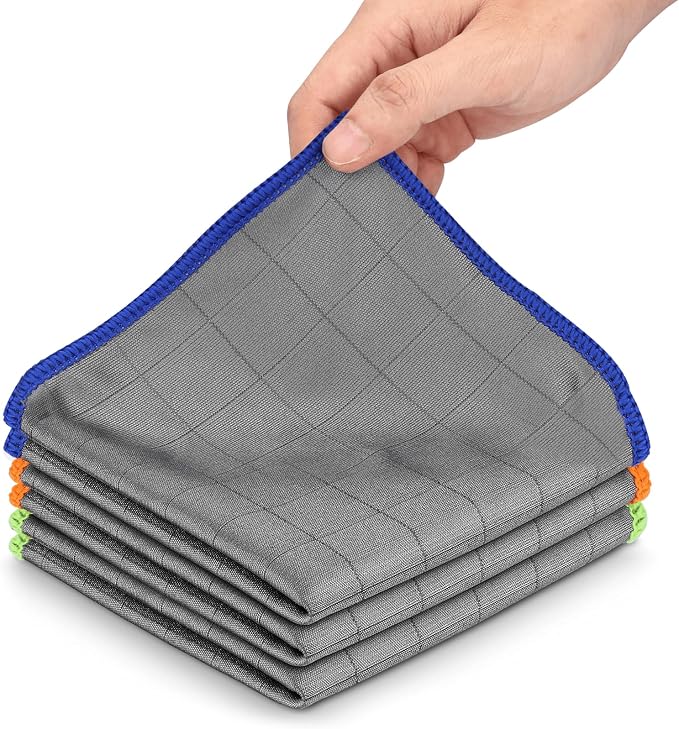 Microfiber Glass Cleaning Cloths,3 Pack Streak Free Miracle Cleaning Cloth,Reusable Lint Free Cleaner Towels for Kitchen,Windows,Mirror,Glasses,Car Windshields,Stainless Steel,11.8"×11.8"