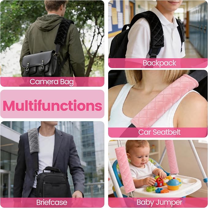 Soft Auto Seat Belt Cover Seatbelt Shoulder Pad Cushions 2 PCS for a More Comfortable Driving Universal Fit for All Cars and Backpack Dirty Pink