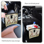 Car Trash Can Organizer Bin with Adjustable Strap for Back Front Seat Console Waterproof Leakproof Collapsible Portable 8.66 Inch Happy Easter Bunny Carrot