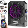 Car Underseat Subwoofer Amp – 10" 1200W RGB, fits SUV/Truck,Scorpion | Powered sub and amp package with adjustable gain, bass boost & low pass, plus beat-synced RGB lighting for under-seat install