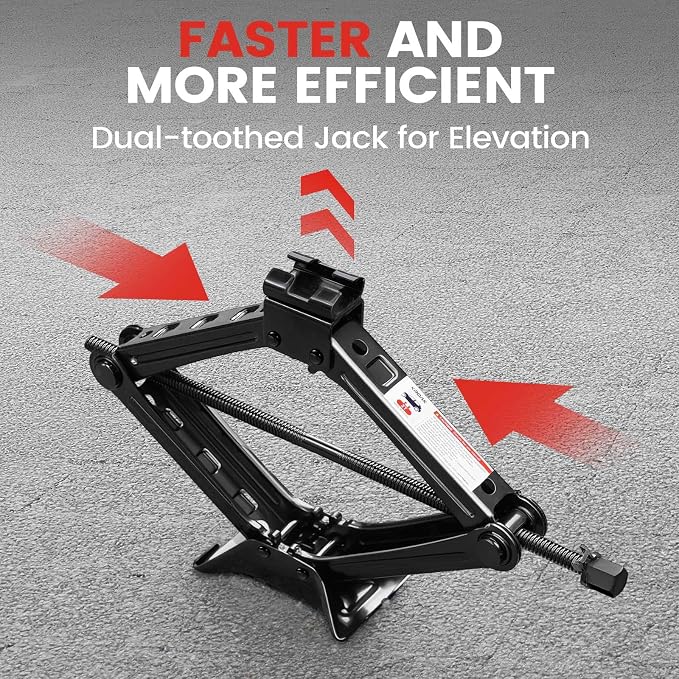 Scissor Jack Lift 2T, Car Jack Kit Tire Jack with Ratchet Wrenches & Telescopic Wrenches, Universal Emergency Kit 4409 lbs, Portable Tire Changing Kit for Vehicle/SUV/MPV