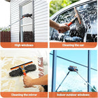 2-in-1 Window Cleaner Tool, 64'' Window Squeegee for Home, Window Cleaning Squeegee Kit with Telescopic Pole, Window Washing Kit with Rotatable Bendable Head(Threaded + Telescopic) - EAW01