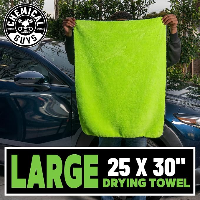 MIC530 Speed Woolly Mammoth Ultimate Super Plush Car Drying Towel, for Cars, Trucks, SUVs, Pets, Messes & More, Neon Green (25" X 30")