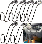Unbreakable Car Bag Hooks - Large Car Seat Hooks for Purse, Backpack, Coats, Hats and Heavy Bags up to 40 lbs - Secure Attachment Fits All Headrest Posts, 6-Pack