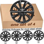 Hubcap Wheel Cover Replacement R16 Hub Caps Universal-Fit Steel Wheel Rim Cover ABS Material Exterior Accessories for Car Truck SUV -Set of 4（16-inch，Black）