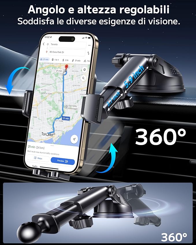 Car Phone Holder Car Universal Mobile Phone Holder 360° Rotatable Car Mobile Phone Holder Dashboard Windshield Air Vent Phone Holder Car for iPhone Android Smartphone
