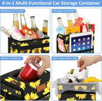Car Trash Can Bin for Back Seat Leak Proof, Cute Car Trash Bag Hanging, Vehicle Trash Can for SUV Truck Van, Automotive Garbage Cans Front Seat Sunflower Floral