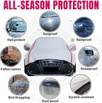 Half Car Cover for Snow, Hail Car Cover with Cotton Liner, Sunroof & Windshield Cover for Ice and Snow, All Weather Car Body Cover for Sun, Rain, Dust, Fit SUV L