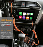 USB C to C Cable 6FT, 2Pack Coiled USB C Fast Charging Cable for CarPlay, iPhone USB-C Cable/Android Auto USB C Cord USB Type-C Cable for iPhone 17/16/15/Pro Max/Samsung Galaxy S26 S25 and More-Orange