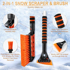 Ice Scraper and Snow Brush for Car Windshield, 24.75" Removable Snow Removal Tool, Automotive Exterior Accessories and Winter Essentials for Cars, Trucks, and SUVs,Orange