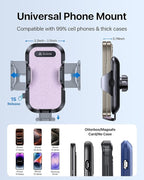 Car Phone Holder, 2026 Military-Grade 89bs Strongest Suction Phone Holders for Your Car Dashboard/Windshield/Vent Easy Clamp Cellphone Holder Truck Stand for iPhone 17 16 15 Pro Max, Purple