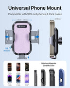 2026 Upgraded Car Phone Holder Mount, Military-Grade Phone Holders for Your Car Vent Stable Metal Clip Universal 360° Cell Phone Car Mount for iPhone 17 Pro Max 16/15/14/13/12/ Samsung, Purple