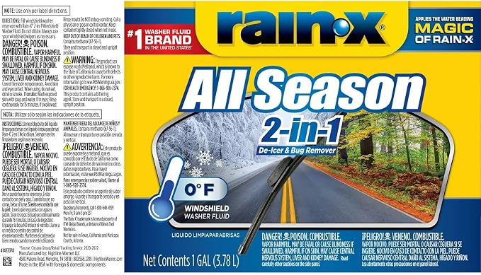 All Season 0°F 2-in-1 De-Icer & Bug Remover Windshield Washer Fluid - 1 Gallon (Pack of 6)