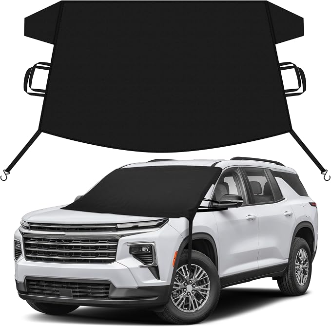 Car Snow Cover Compatible for Chevrolet Traverse | Windshield Cover for Ice and Snow with S-Hook Straps | Heavy-Duty 600D Oxford Winter Car Cover, Waterproof & Anti-Slip
