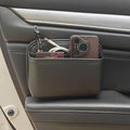Driver's Car Storage Bag, Small Car Side Pocket Organizer for Car Seats, Doors and Consoles, PU Leather, (Black)