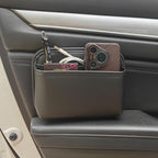Driver's Car Storage Bag, Small Car Side Pocket Organizer for Car Seats, Doors and Consoles, PU Leather, (Black)