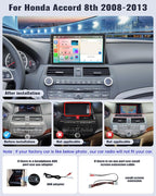 Android 13 Car Stereo for Honda Accord 2008 2009 2010 2011 2012 2013 10.1 Inch Touch Screen 2G+64G CarPlay Android Auto Car Radio Bluetooth GPS Navigation HiFi WiFi FM SWC Backup Camera MIC