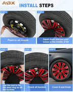 Hubcap Wheel Covers Hub Caps 16 Inch Set of 4 Black & Red Universal Wheel Rim Cover R16 Stylish Car Decor Wheel Covers