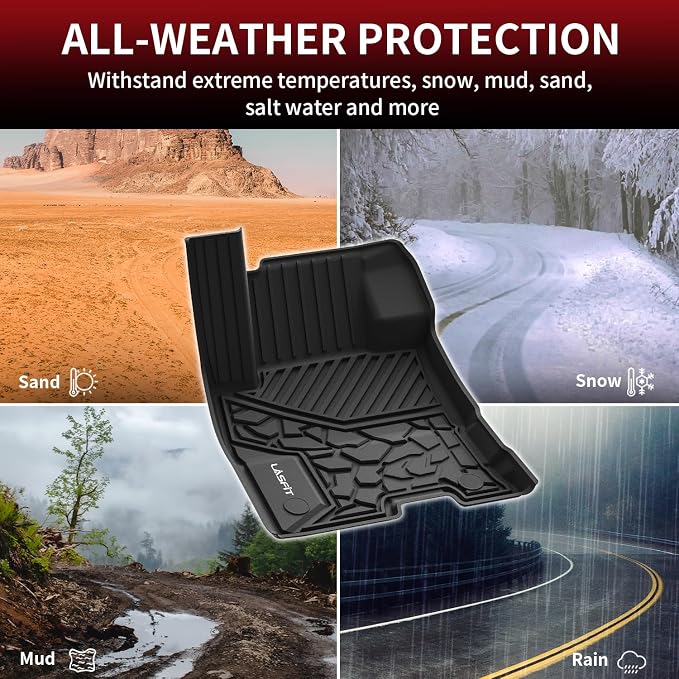 Floor Mats for Ford Maverick 2026 2025 2024 2023 2022 (Hybrid Models Only) All Weather Car Mats TPE Truck Liners Vehicle Accessories for Ford Maverick - 1st & 2nd Row, Black
