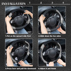 Line Rider Microfiber Leather Sporty Steering Wheel Cover Universal Fits for 95% Truck,SUV,Cars,14.5-15inch Anti-Slip Safety Comfortable Desgin (Black-Gray)