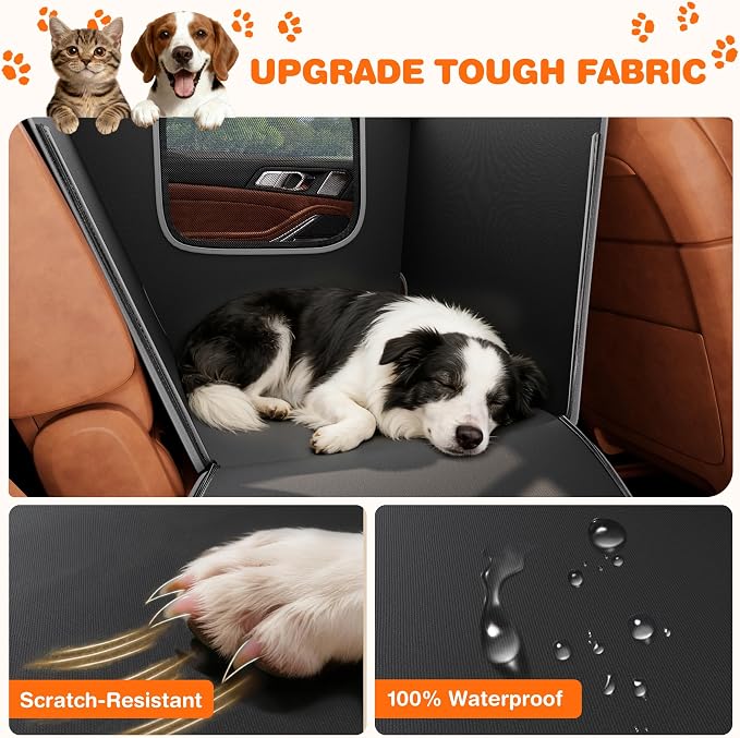 Half Dog Car Seat Cover for Back Seat - Waterproof Dog Half Hammock for Cars with Mesh Window,Scratchproof Pet Backseat Protector,Perdurable,Non-Slip Booster Seat for Small,Medium and Large Dogs