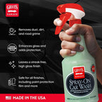 Griot's Garage Spray-On Car Wash for Vehicle Cleaning and Detailing, Rinseless and Waterless, No Hose and Bucket Needed, With Carnauba Wax Protection, 10984, 22oz