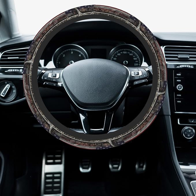 Car Steering Wheel Cover, 14.5"-15" Inch Universal Anti-Slip DurableSteering Wheel Protective Cover, Breathable Auto Interior Decoration Accessories for Sedan SUV Truck (American Flag Camouflage Deer)