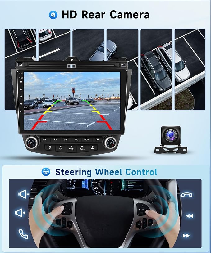for Honda Accord 7th 2003 2004 2005 2006 2007 Android Car Stereo with Wireless Carplay/Android Auto 10.1" Touchscreen Autoradio Support WiFi GPS Navigation Backup Camera SWC FM/RDS Radio 2G+64G
