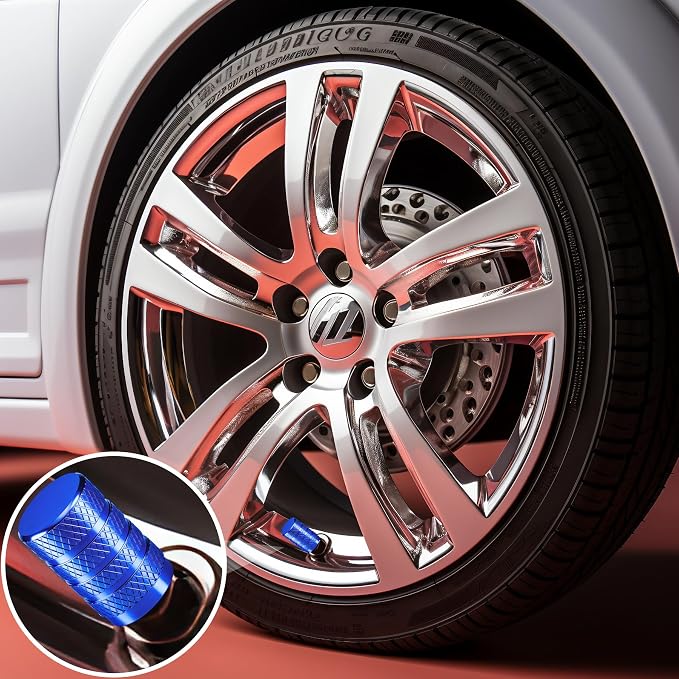 8PCS Tire Valve Stem Caps, Dust Proof, Anodized Aluminum Universal Tire Valve Stem Covers for Cars, SUV, Trucks, Bikes, Motorcycles, Bicycles(Blue)