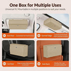 Magnetic Foldable Car Tissue Box - Easy-Install Tissue Holder for Sun Visors and Seat Backs,Premium Leather Car Napkin Organizer—Designed for Commuters,Rideshare Drivers and Families(Beige)