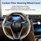 3Pcs Carbon Fiber Steering Wheel Cover Universal Fit 99% Cars | Non-slip soft grip, easy to wipe clean, quick to install, perfect for daily commutes and road trips, Beige