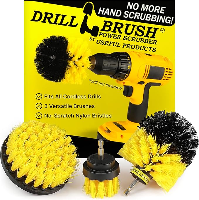 Attachment Set for Bathroom Cleaning – Power Scrubber Brush Kit for Tub, Tile, Shower, and Grout – All-Purpose Household Cleaning Brushes for Drill - Electric Grout Cleaner Kit