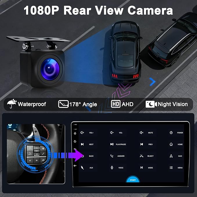 4G+64G Car Radio for Ford Focus 2005-2008: Upgrade Android 15 9" Touch Screen Stereo Head Unit Wireless CarPlay Android Auto, BT 5.4, WiFi 6, GPS, FM, RDS, EQ, SWC, 1080P Backup Camera