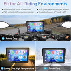Carpuride W502B Pro for B.M W Motorcycle CarPlay & Android Auto & Dual Bluetooth, 5" Waterproof GPS Navigation Screen for Motorbike, Music Sharing, Intercom, EQ, Light Sensor, Compass, Barometer