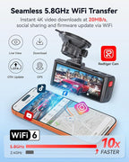 F7NA 4K Dual Dash Cam, STARVIS 2 IMX678, 8MP, 5GHz WiFi (20MB/s Fast Download), 4K Front 1080P Rear, GPS, Voice Control, WDR, HDR Night Vision, 24H Parking Mode, Support 512GB Max(No SD Card)