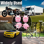 4PCS Crown Bling Tire Stem Valve Caps, Crystal Diamond Tire Air Cap Set Universal Copper Core Stem Covers for Cars, SUV, Trucks, Bikes, Motorcycles, Bicycles (Pink & White)